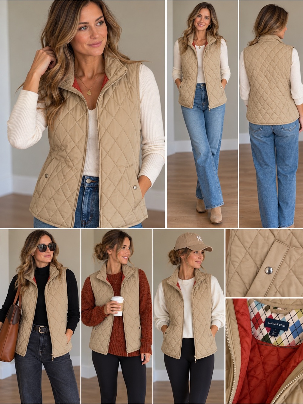 Women's Quilted Vest (Lands' End) Size L